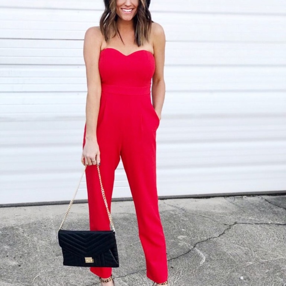 Express Strapless Sweetheart Neck Jumpsuit - Picture 3 of 3